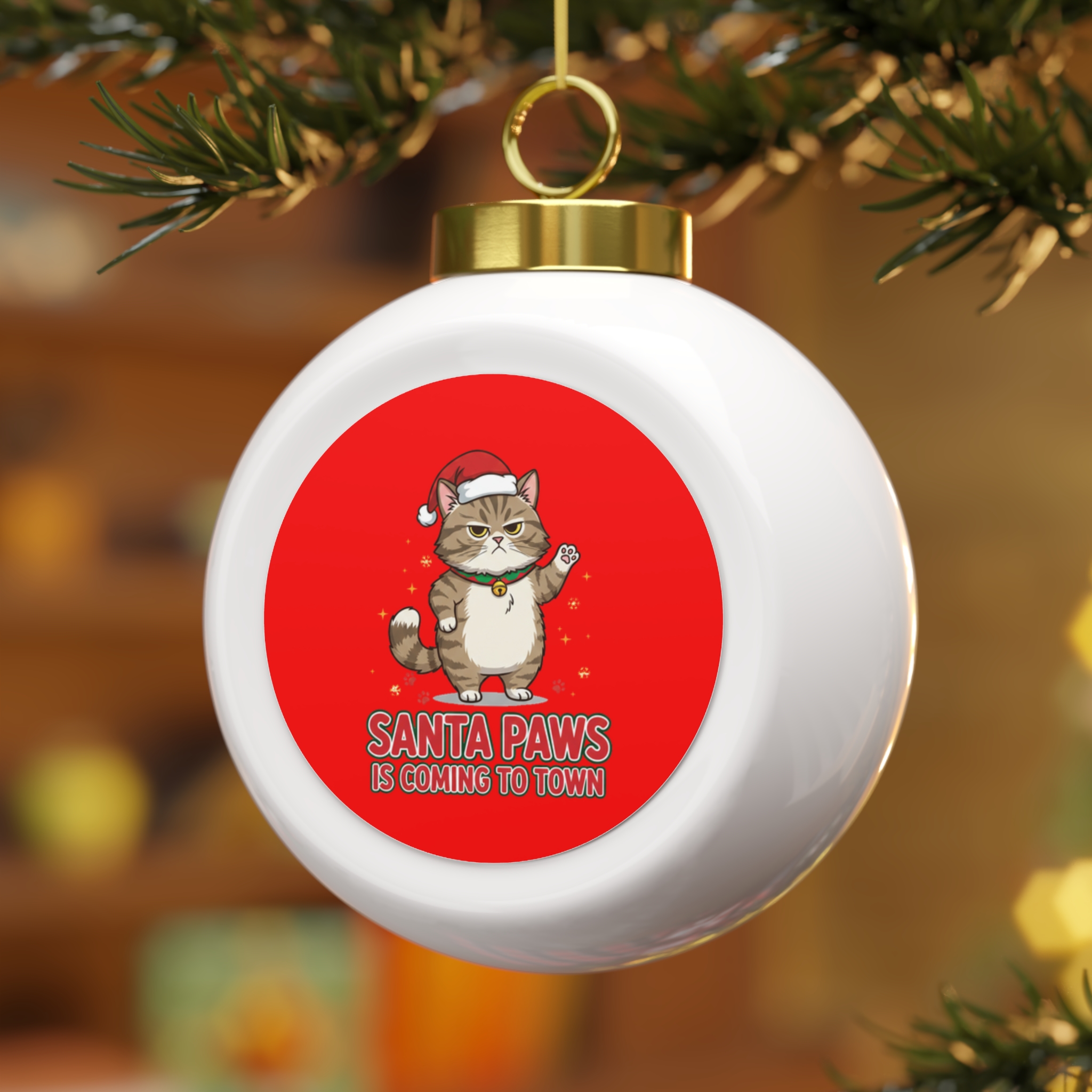 Santa Paws Christmas Ball Ornament